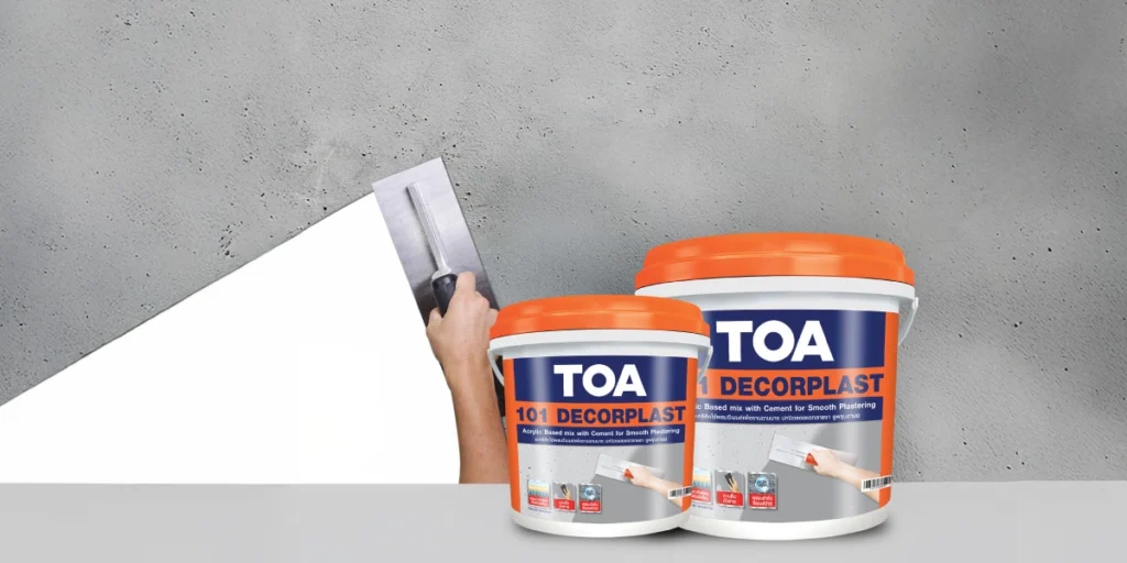 TOA 101 Decorplast สามารถทำสกิมโค้ทได้หลายชั้น ผิวผนังไม่แตกร่อน