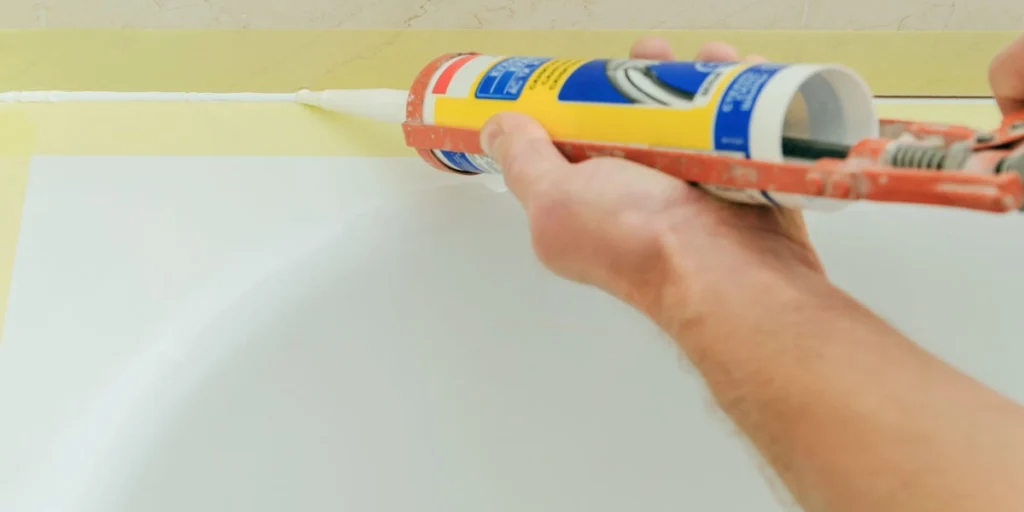 แปะเทปให้เรียบร้อยก่อนยิงซีลแลนท์ เพื่อไม่ให้เลอะเทอะ